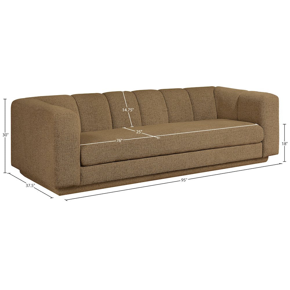 Modari 95" Brown Fabric Upholstered Sofa