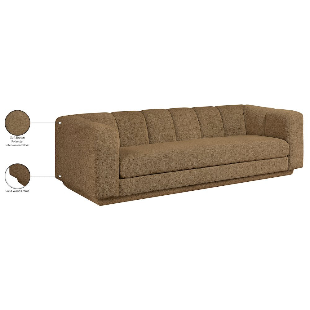 Modari 95" Brown Fabric Upholstered Sofa