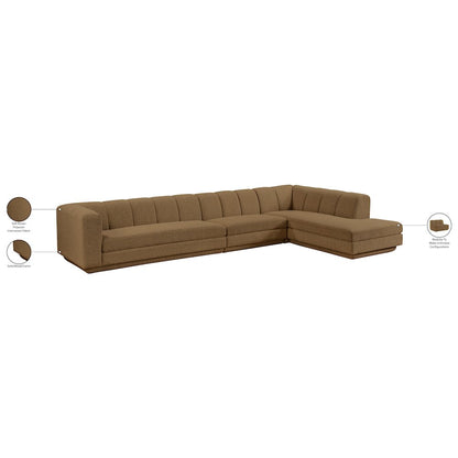 Modari Brown Fabric Upholstered 3pc. Modular Sectional