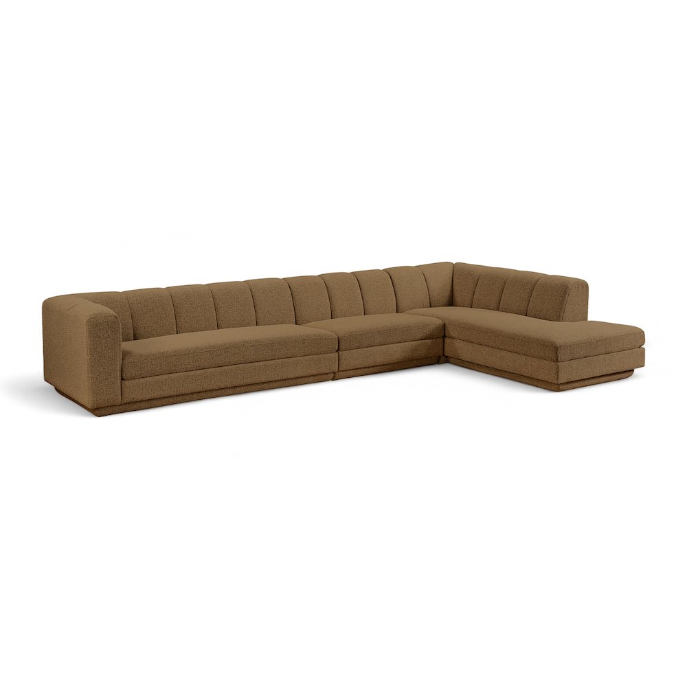 Modari Brown Fabric Upholstered 3pc. Modular Sectional