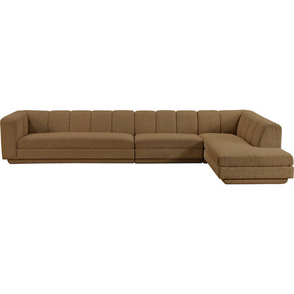 Modari Brown Fabric Upholstered 3pc. Modular Sectional