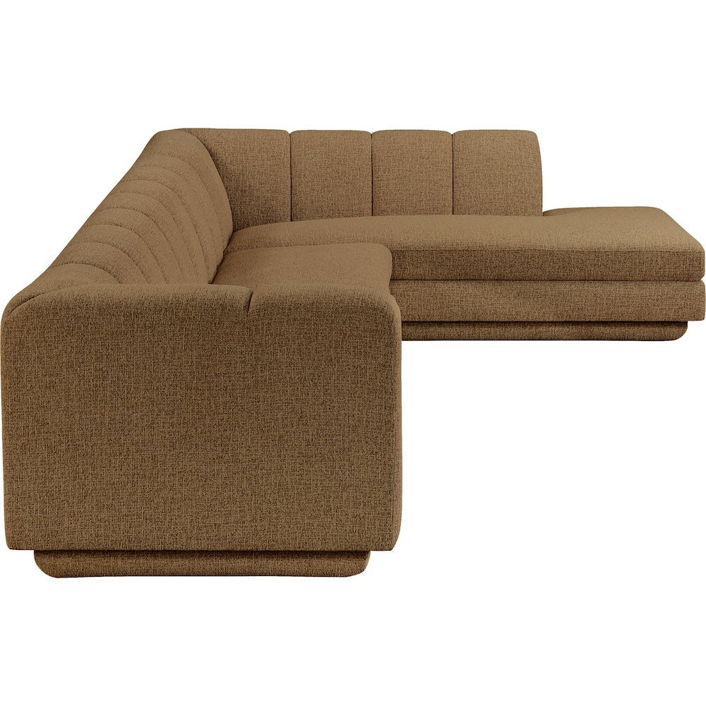 Modari Brown Fabric Upholstered 3pc. Modular Sectional