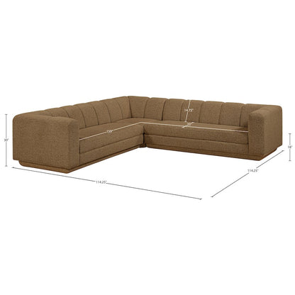 Modari Brown Fabric Upholstered 3pc. Modular Sectional