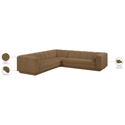 Modari Brown Fabric Upholstered 3pc. Modular Sectional