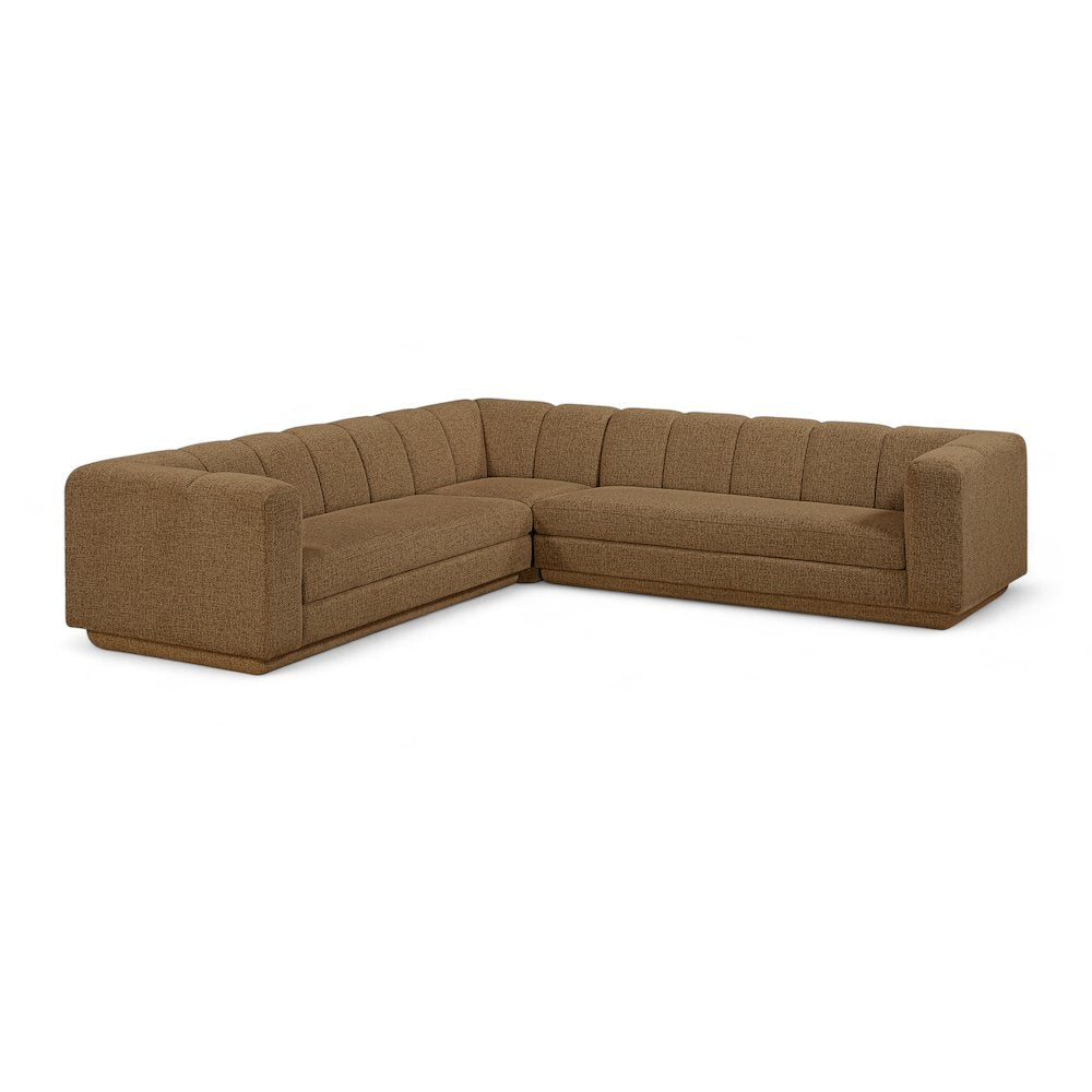 Modari Brown Fabric Upholstered 3pc. Modular Sectional
