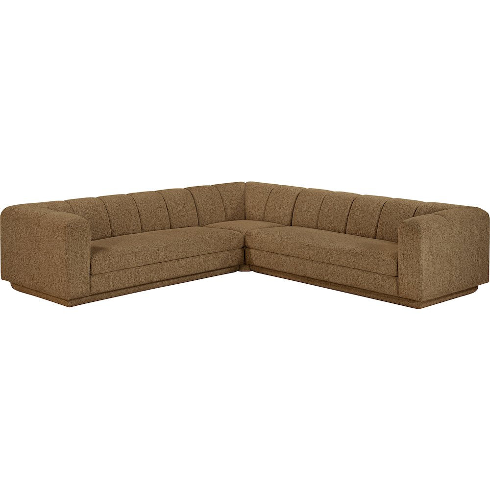 Modari Brown Fabric Upholstered 3pc. Modular Sectional