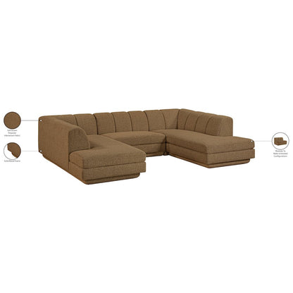 Modari Brown Fabric Upholstered 3pc. Modular Sectional