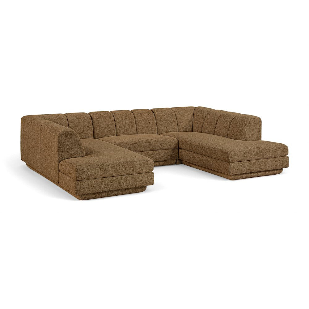 Modari Brown Fabric Upholstered 3pc. Modular Sectional