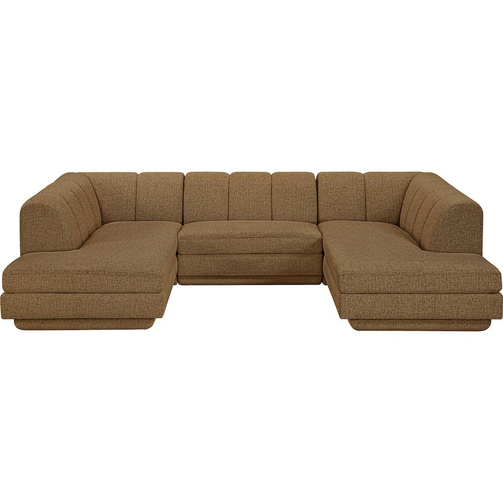 Modari Brown Fabric Upholstered 3pc. Modular Sectional