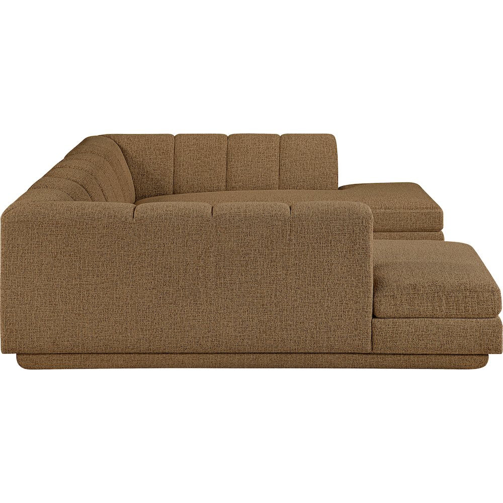 Modari Brown Fabric Upholstered 3pc. Modular Sectional