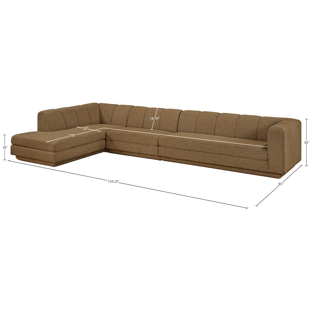 Modari Brown Fabric Upholstered 3pc. Modular Sectional