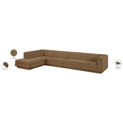 Modari Brown Fabric Upholstered 3pc. Modular Sectional