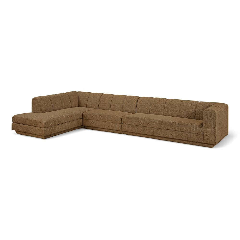 Modari Brown Fabric Upholstered 3pc. Modular Sectional