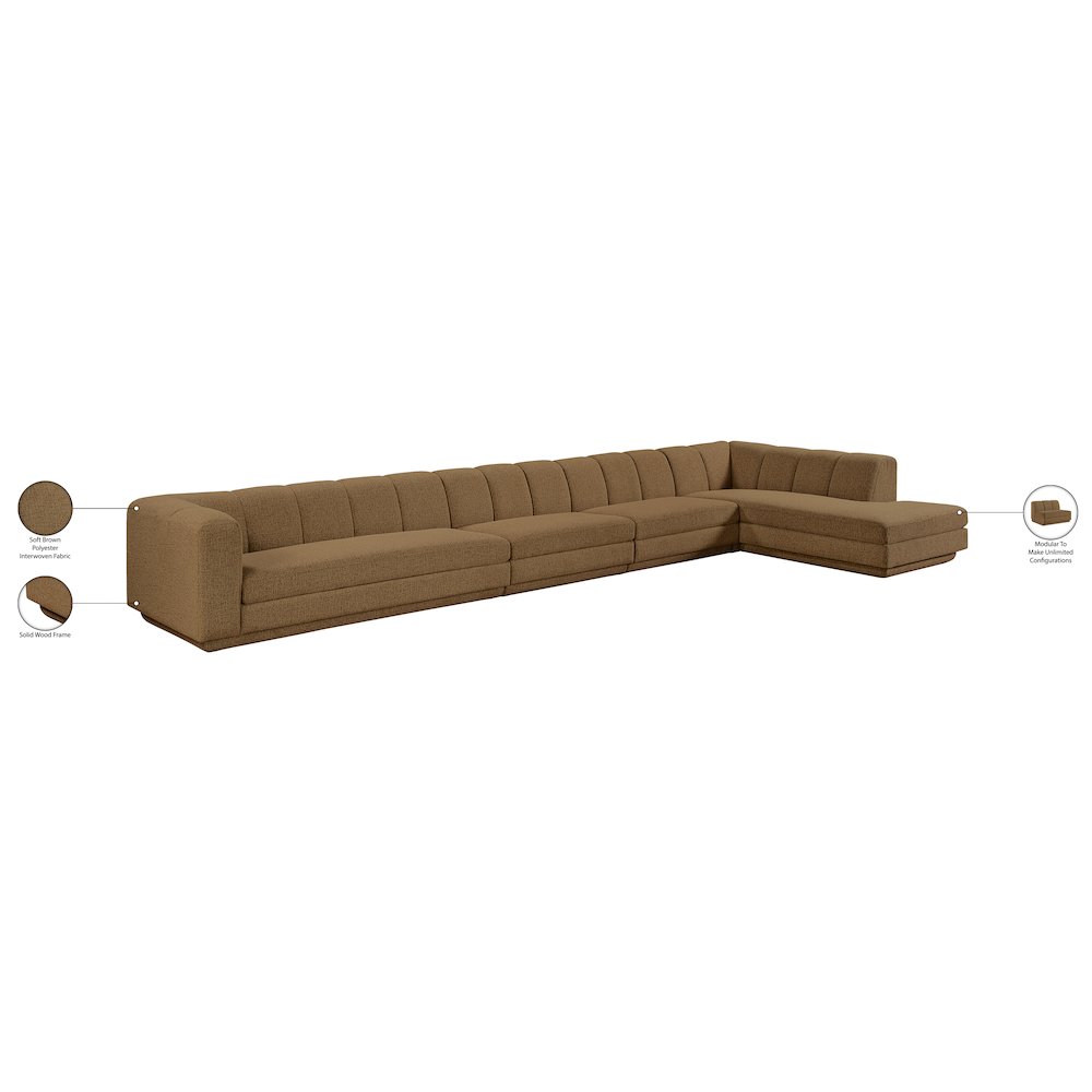Modari Brown Fabric Upholstered 4pc. Modular Sectional