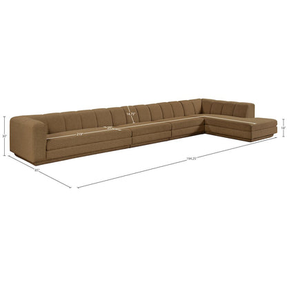 Modari Brown Fabric Upholstered 4pc. Modular Sectional