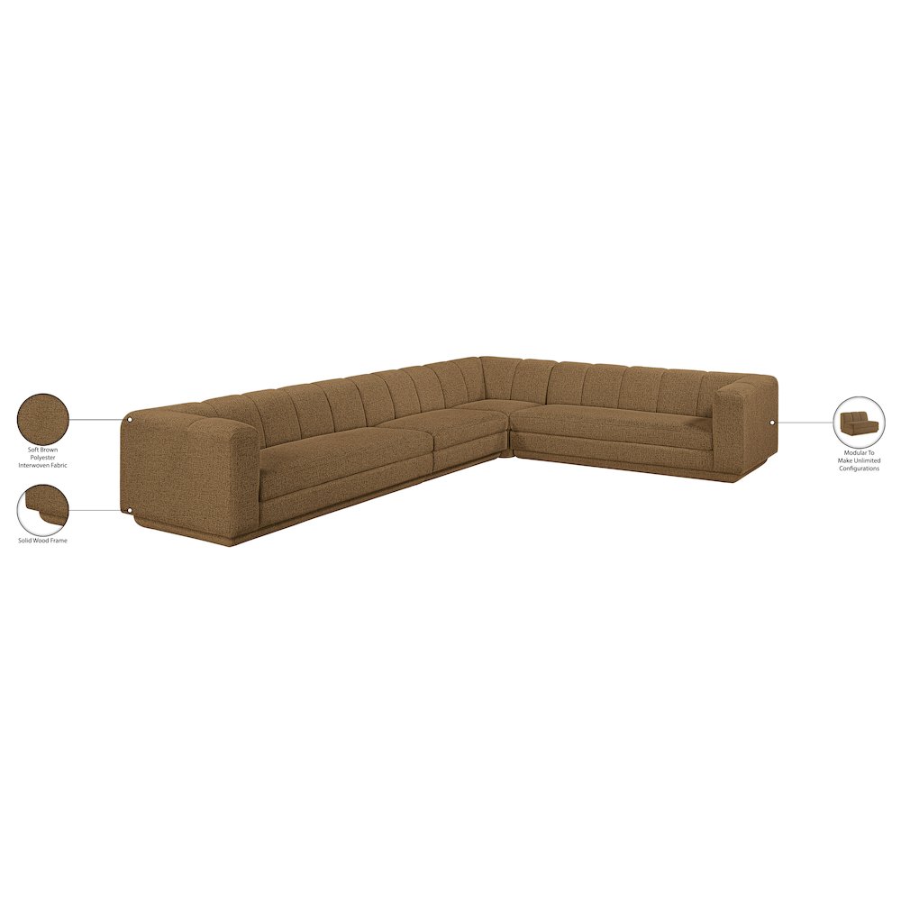 Modari Brown Fabric Upholstered 4pc. Modular Sectional