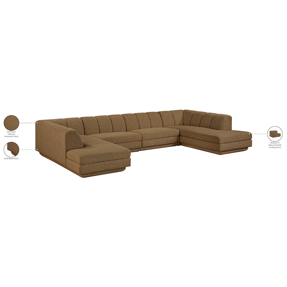 Modari Brown Fabric Upholstered 4pc. Modular Sectional
