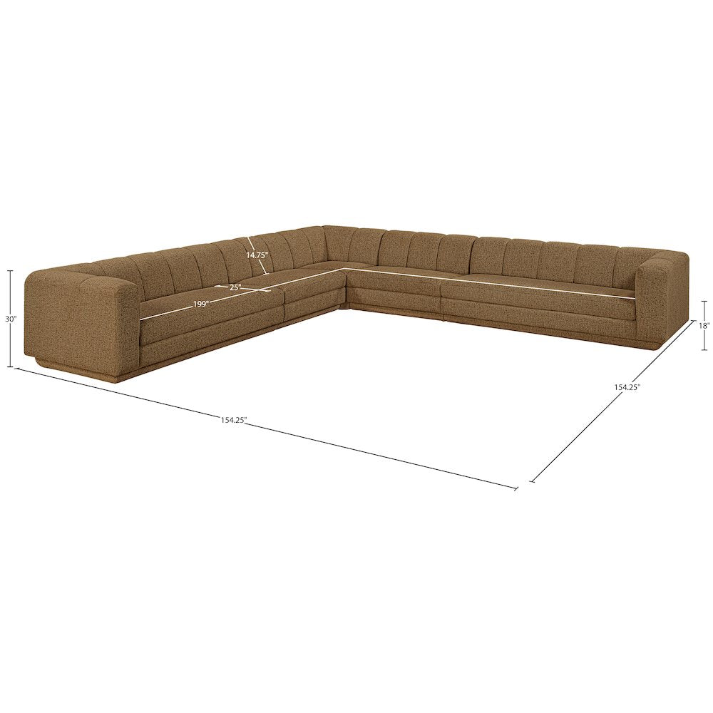 Modari Brown Fabric Upholstered 5pc. Modular Sectional