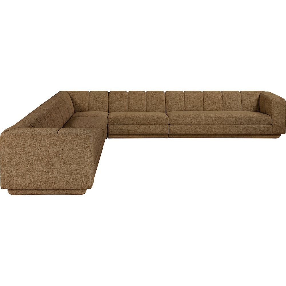 Modari Brown Fabric Upholstered 5pc. Modular Sectional