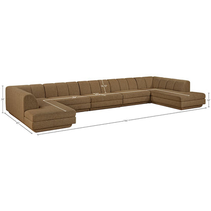 Modari Brown Fabric Upholstered 5pc. Modular Sectional