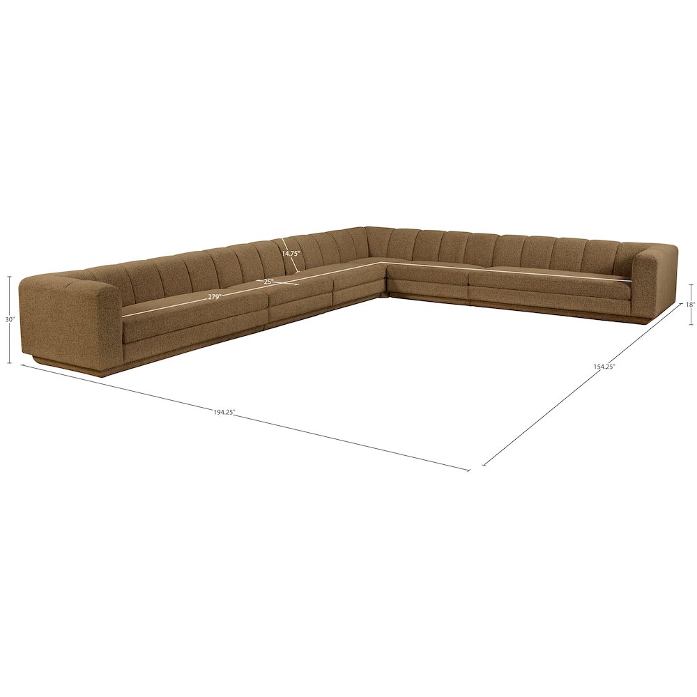 Modari Brown Fabric Upholstered 6pc. Modular Sectional