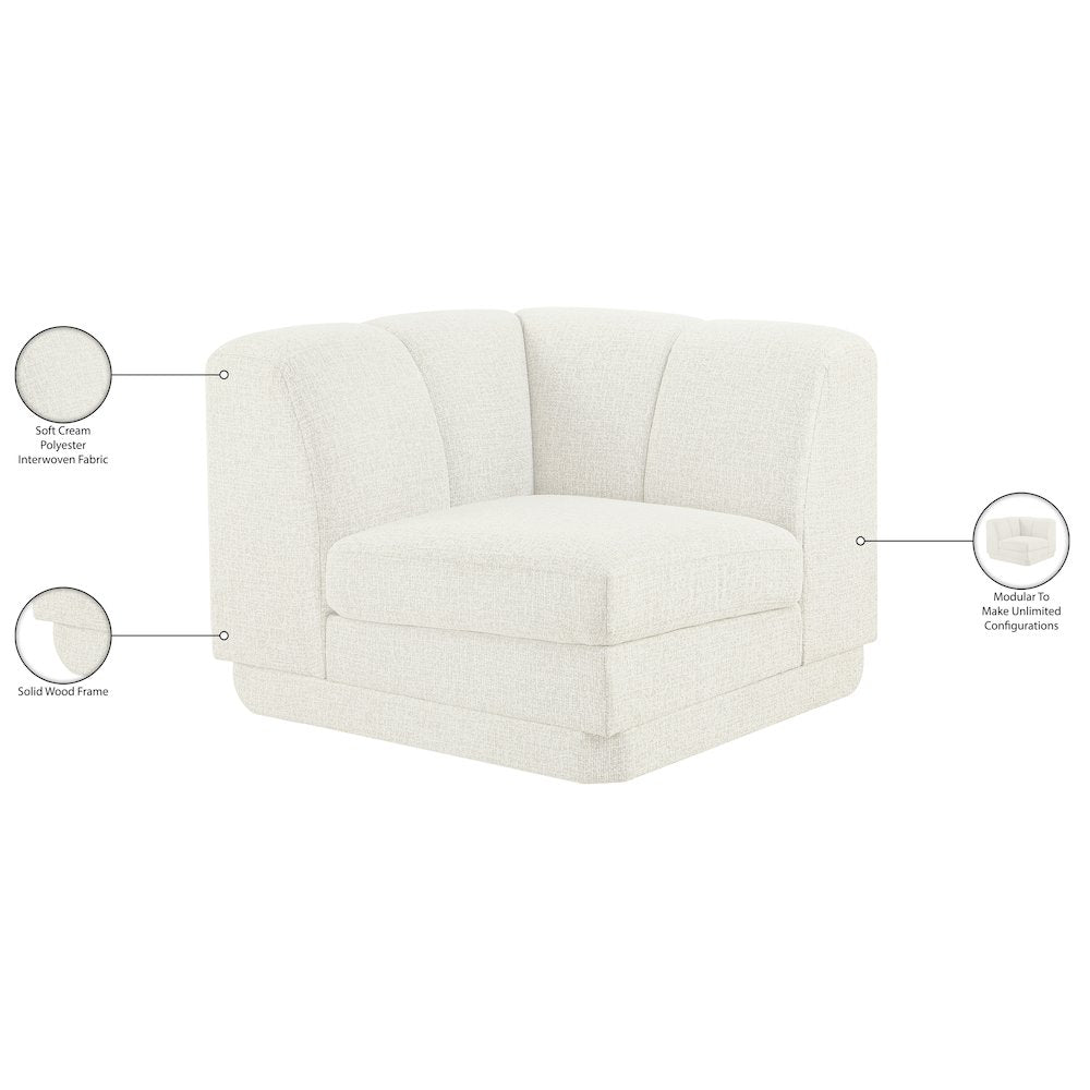 Modari Cream Fabric Upholstered Corner Chair