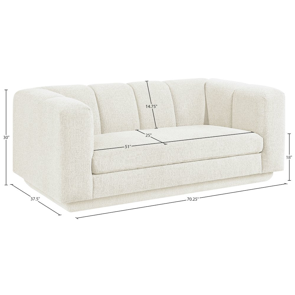 Modari 70.25" Cream Fabric Upholstered Loveseat