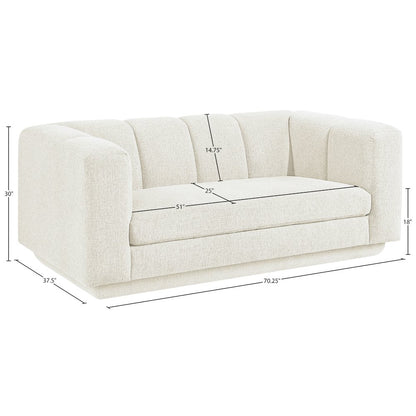 Modari 70.25" Cream Fabric Upholstered Loveseat