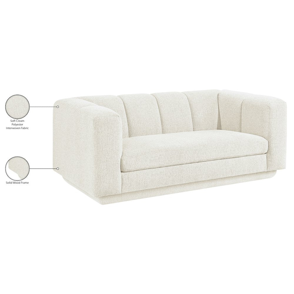 Modari 70.25" Cream Fabric Upholstered Loveseat