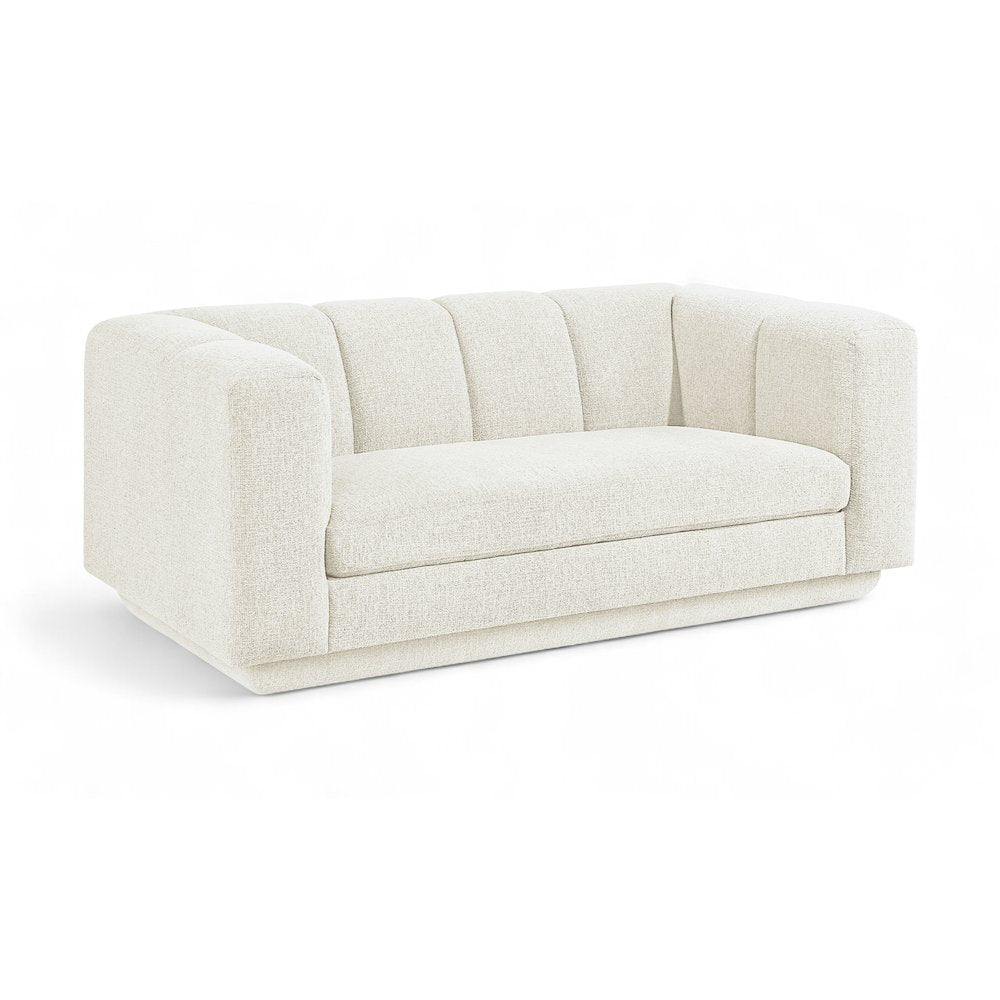 Modari 70.25" Cream Fabric Upholstered Loveseat