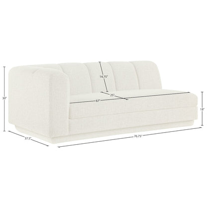 Modari 76.75" Cream Fabric Upholstered Left Arm Sofa