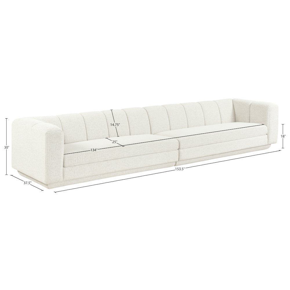 Modari Cream Fabric Upholstered 2pc. Modular Sofa