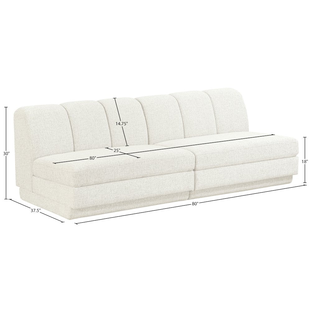 Modari Cream Fabric Upholstered 2pc. Modular Sofa