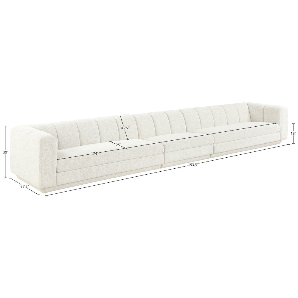 Modari Cream Fabric Upholstered 3pc. Modular Sofa