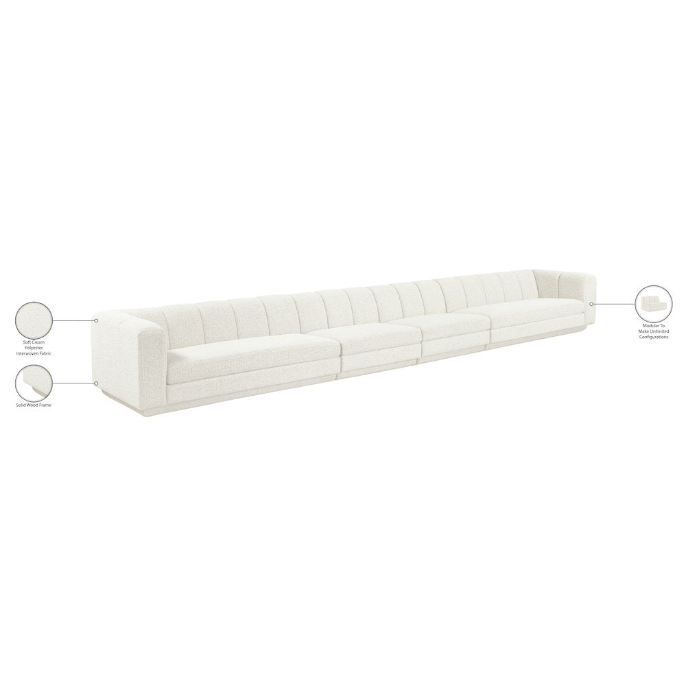 Modari Cream Fabric Upholstered 4pc. Modular Sofa