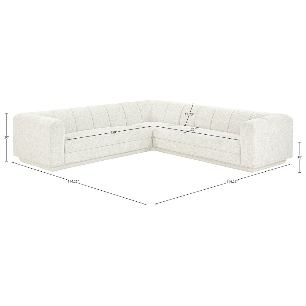 Modari Cream Fabric Upholstered 3pc. Modular Sectional