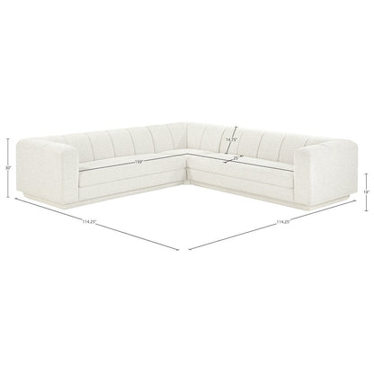 Modari Cream Fabric Upholstered 3pc. Modular Sectional
