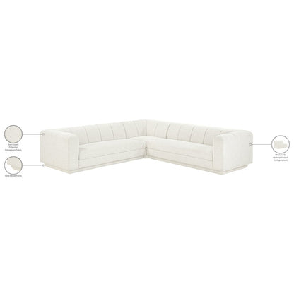 Modari Cream Fabric Upholstered 3pc. Modular Sectional