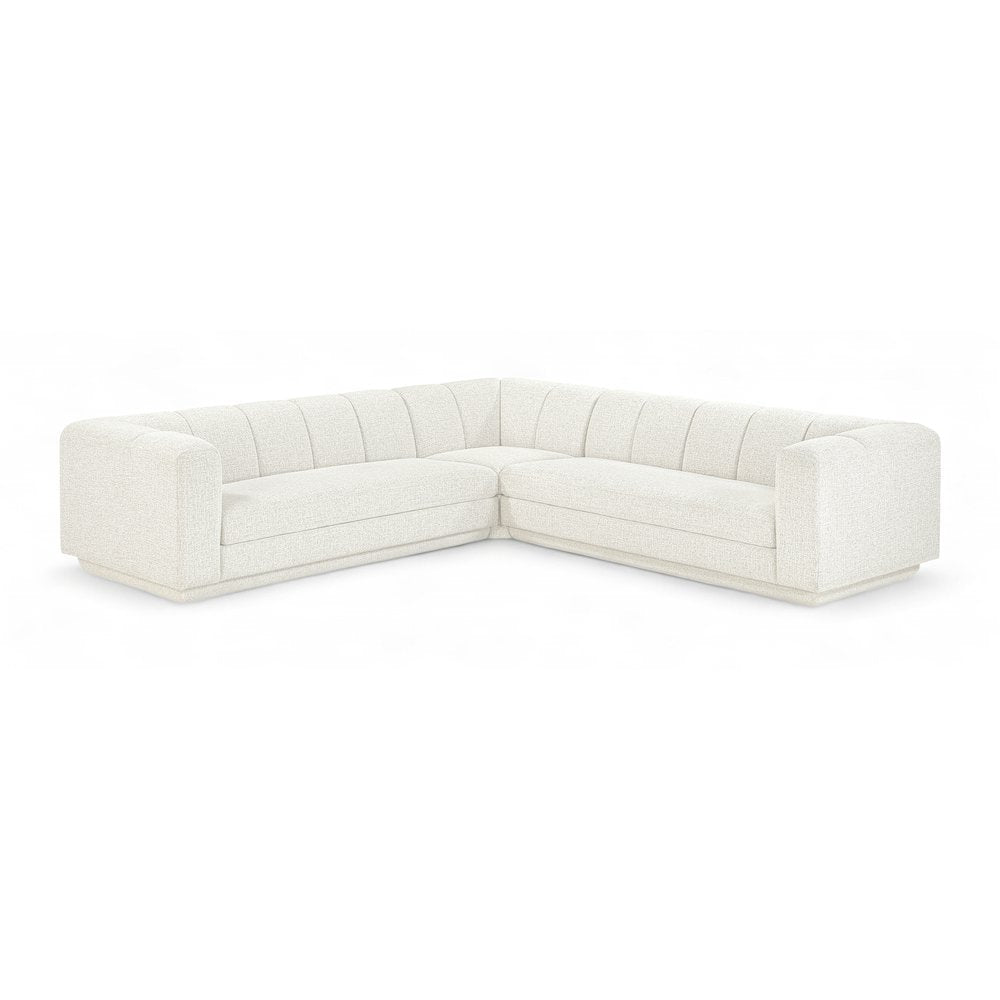 Modari Cream Fabric Upholstered 3pc. Modular Sectional