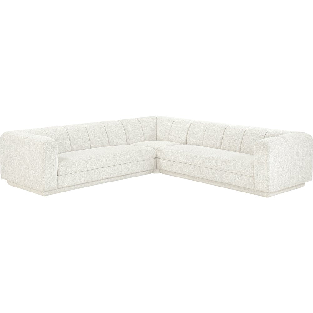 Modari Cream Fabric Upholstered 3pc. Modular Sectional