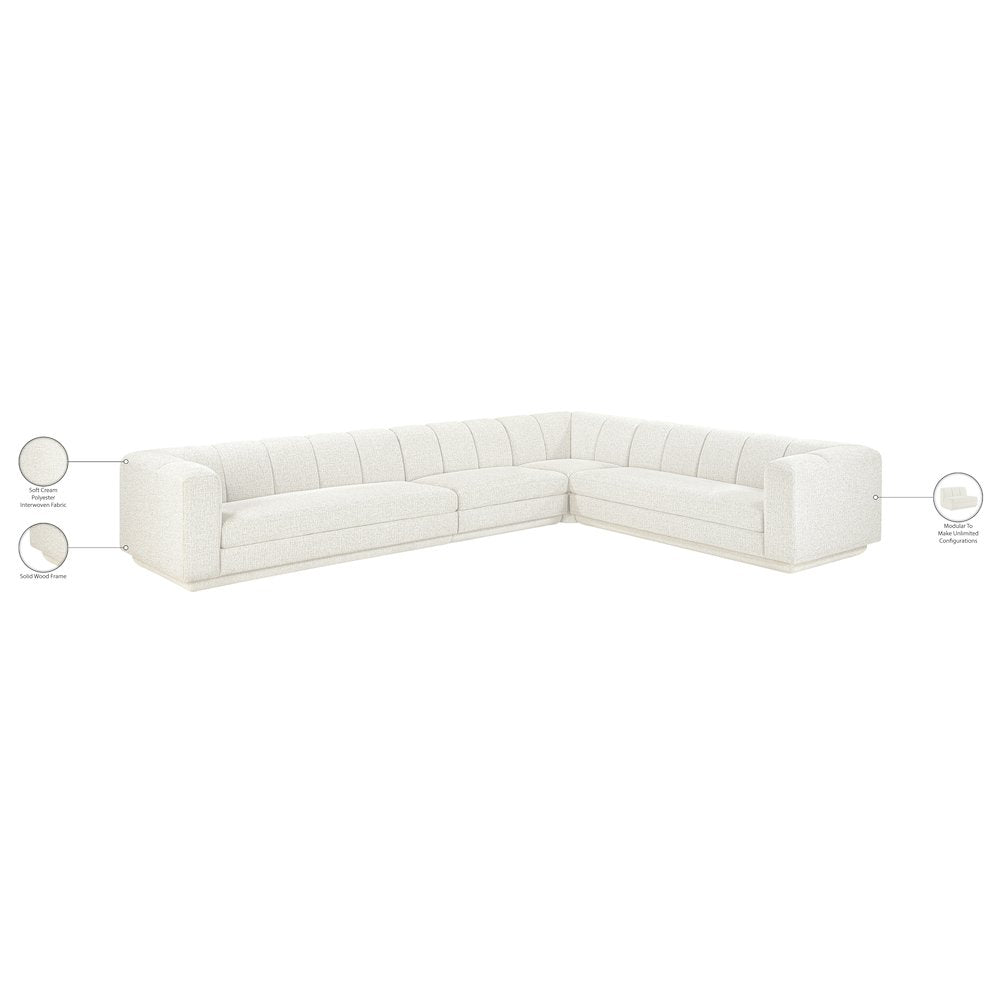 Modari Cream Fabric Upholstered 4pc. Modular Sectional