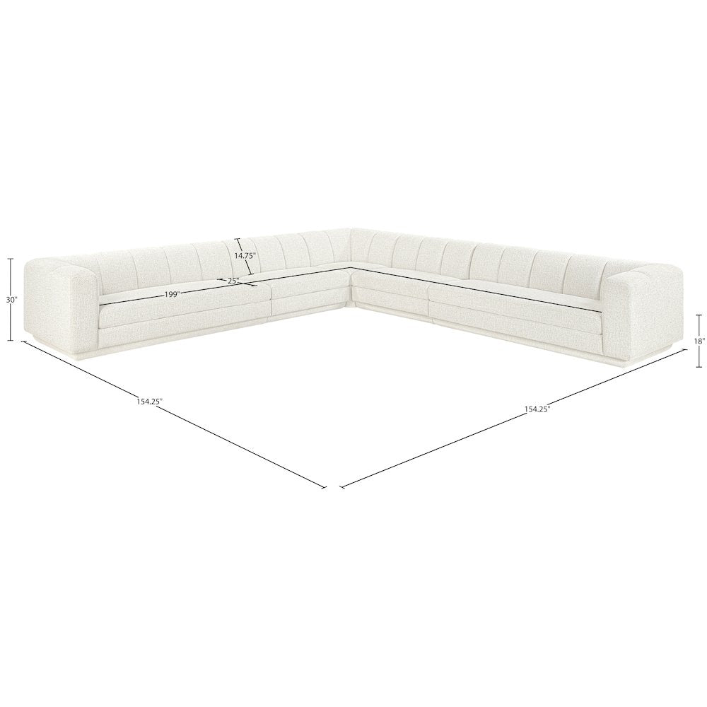 Modari Cream Fabric Upholstered 5pc. Modular Sectional