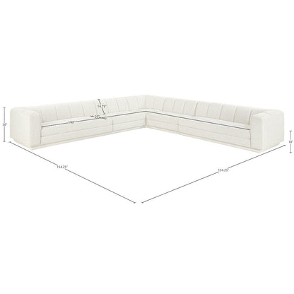 Modari Cream Fabric Upholstered 5pc. Modular Sectional