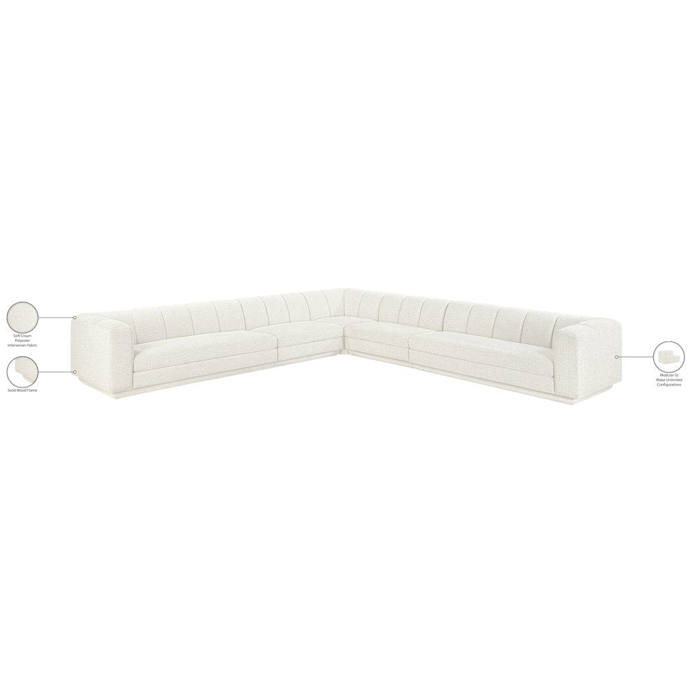 Modari Cream Fabric Upholstered 5pc. Modular Sectional