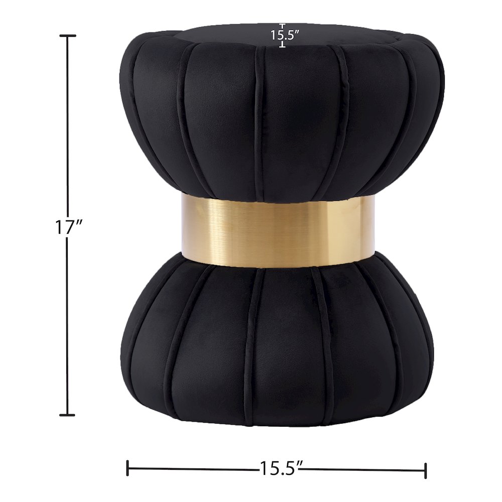 Vino Black Velvet Ottoman/Stool