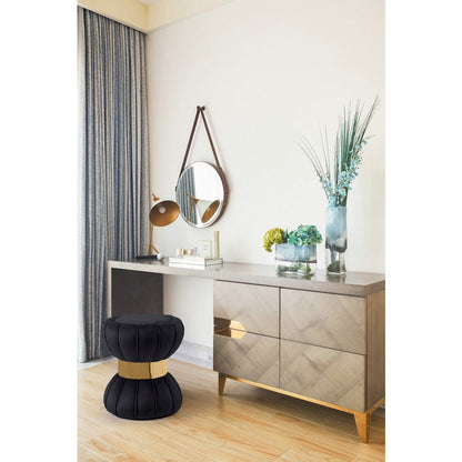 Vino Black Velvet Ottoman/Stool