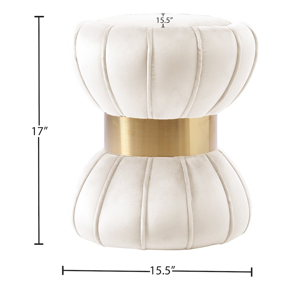 Vino Cream Velvet Ottoman/Stool