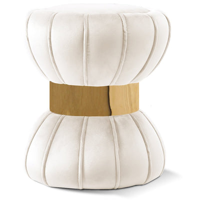 Vino Cream Velvet Ottoman/Stool