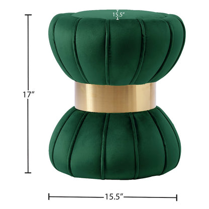 Vino Green Velvet Ottoman/Stool