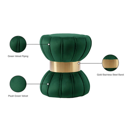 Vino Green Velvet Ottoman/Stool
